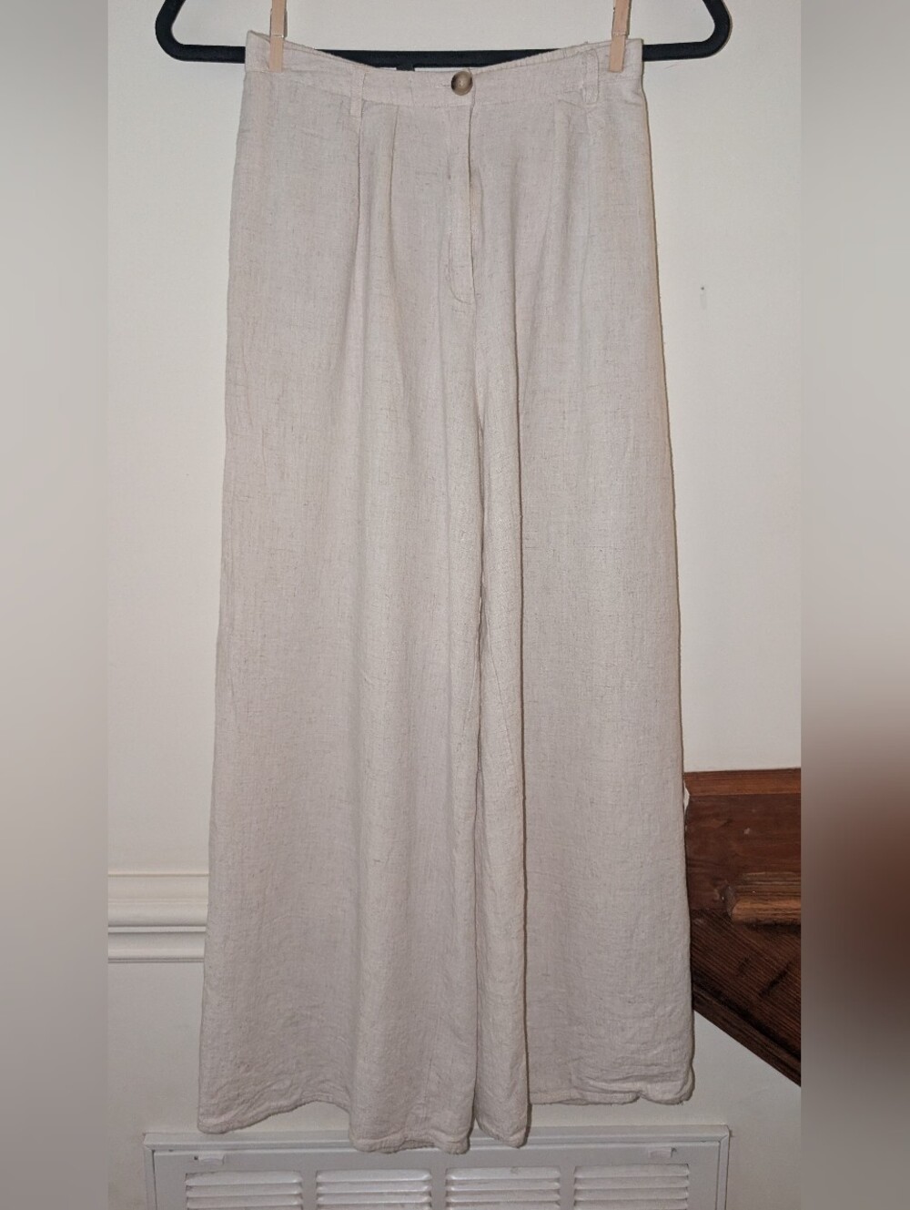Lulu's Wide-Leg Linen Pants in Natural Beige